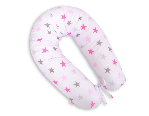 Slika od Jastuk za dojenje, bijeli s rozim zvijezdicama